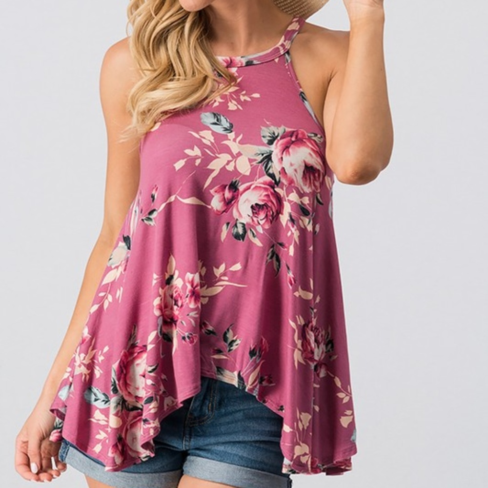 Floral Print Sleeveless Top Shirt Tank